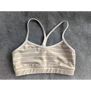 Lululemon Flow Y Sport Bra Sz 6 Headeted Tan White Striped